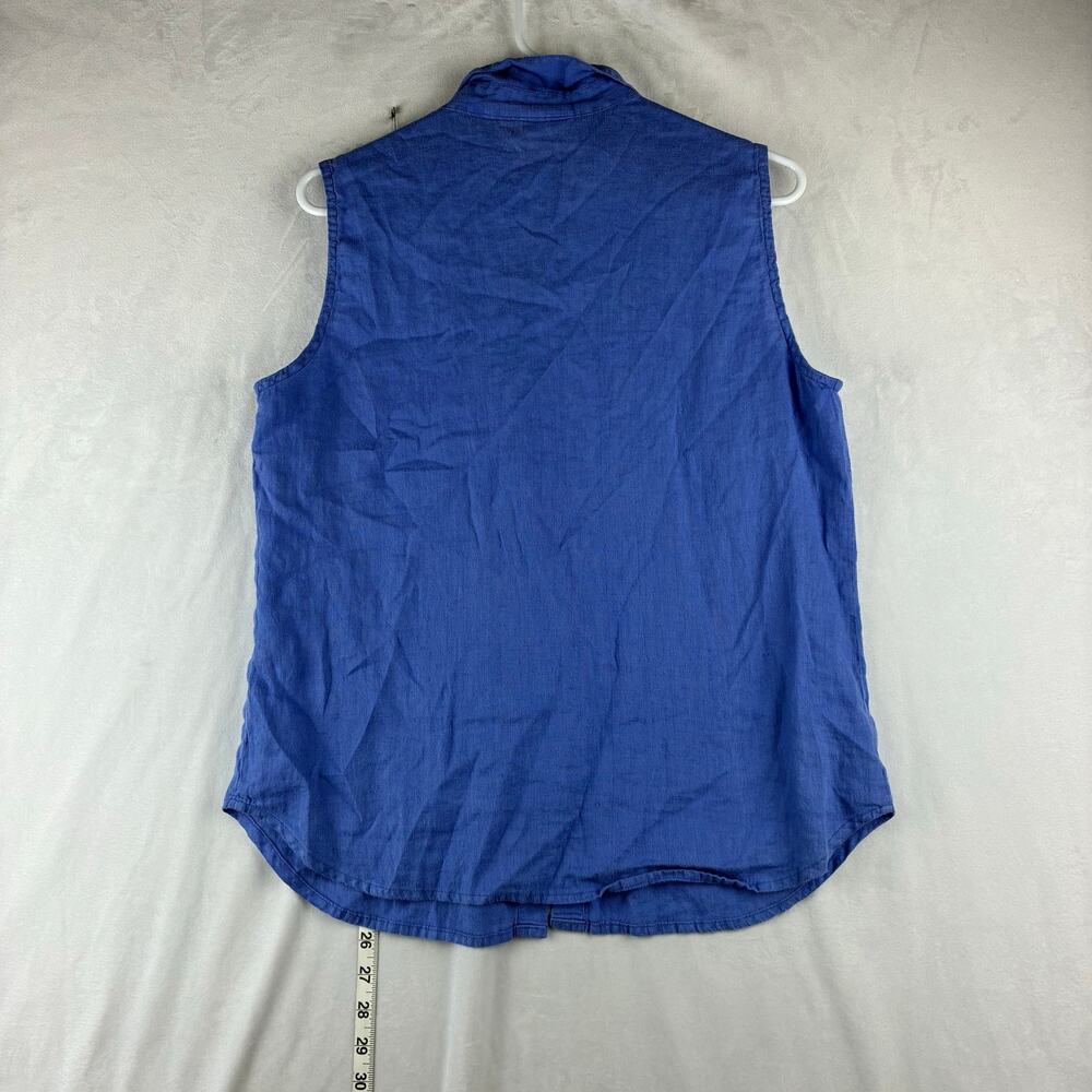 Vtg Chicos 100% Linen Sleeveless Button Up Blouse Women’s 2/Large Blue Lagenlook - Picture 7 of 8